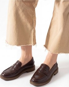 Resim Bufu Taya Kadın Loafer Ayakkabı Günlük Rahat Klasik Şık Kaymaz Taban Casual Slip-on Cilt Kahverengi 