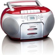 Resim Lenco Scd-420 Rd - Taşınabilir Müzik Seti Fm Radyo Cd Kaset Çalar Kırmızı Gümüş 