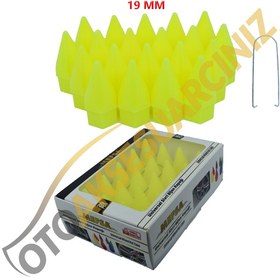 Resim A Kalite Mefsa Bijon Kapağı Sivri 19 Mm Fosfor Sarı 20 Li Set 