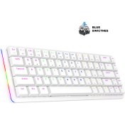 Resim Rampage Rebel Beyaz Low Profile Blue Switch Us Layout Rainbow Mekanik Gaming Oyuncu Klavye 