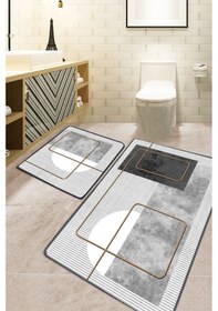 Resim Grasva Gri 60x100 Cm Banyo Paspası Djt Renkli 