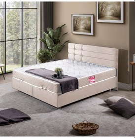 Resim Viyana Çift Kişilik Baza Başlık Letto Yatak Seti - Krem 160 x 200 