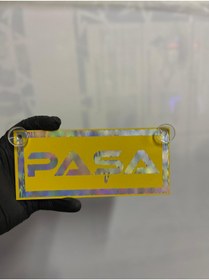 Resim HBSİ SARI RENK ÜZERİ HOLOGRAM RENK PAŞA YAZILI VANTUZLU CAM SÜSÜ 