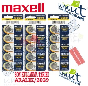 Resim Maxell 3 Volt 2032cre Lityum Düğme Para Pil Dl2032 Bios Kepenk Kumanda Hesap Makinesi Lithum Pili 15 Adet 