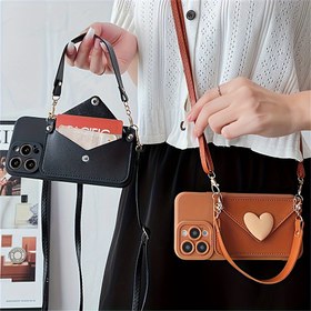 Resim iPhone 15 Pro Max 14 Pro Max 13 12 11 15Plus için Yumuşak Kılıf Kart Çantası Kalp Taklidi 3D Aşk Kalp Askılı Çanta 