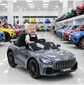 Resim 444 Gtr Sport Akülü Araba 12v Uzaktan Kumandalı Babyhope Mercedes Koyu Gri 