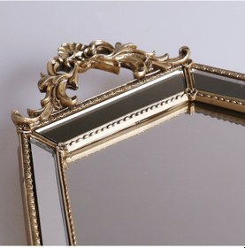 Resim Altıgen Aynalı Tepsi Altın 