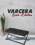 Resim Varcera Siyah Çapraz Metal Ayaklı Bench Puf 