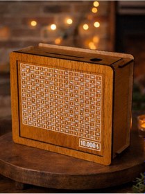 Resim 10.000 Tl Hedefli Ahşap Para Sayma Kumbarası 