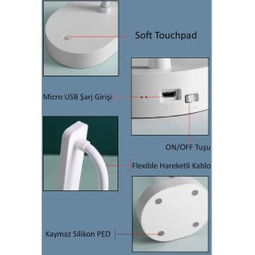 Resim Gampus 3 Kademeli LED Lamba Masa Için Kitap Okuma Gece Lambası Ayarlanabilir 