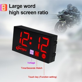 Resim DC 12V Araba 3-in-1 Dijital Voltmetre Göstergesi LED Ekran Gerilim Voltmetre Monitörü Zaman Volt Saniye Sayacı Su Sıcaklığı için Araba Motosikletleri 