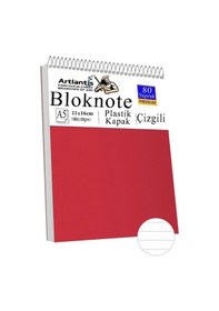 Resim Telli Masaüstü Not Defteri Çizgili A5 Orta Boy 1 Adet Masa Üstü Plastik Kapaklı Spiralli Bloknot Blocknote 80 Yaprak Kırmızı 