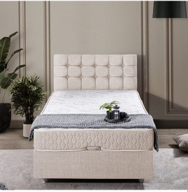 Resim Venedik Tek Kişilik Baza Başlık Comfort Ortopedik Yatak Seti - Krem 90 x 200 