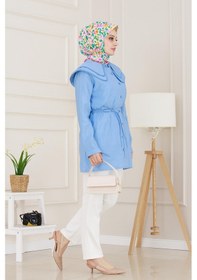 Resim Sevitli Çift Yaka Dantelli Tunik-indigo-4986 Indigo 