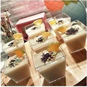 Resim Kübik Prizma Mika Plastik Şeffaf Kapaksız Sunum Kabı 200 cc .10.* Adet Tatlı & Meze ve Salata Kasesi 