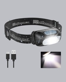 Resim Şarjlı Led Kafa Feneri 4 Modlu Akıllı Sensörlü Far Su Geçirmez Ipx5 Kamp Ve Balıkçı Lambası Diğer 