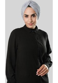 Resim Hürrem Bone Gri Çapraz Büzgülü Piliseli Tesettür Bone Fukuro Kendinden Desenli 2316 15 Gri 