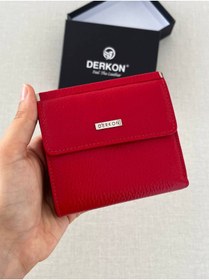 Resim Derkon Juno Hakiki Deri Mini Kırmızı Cüzdan 