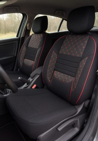 Resim OTOKİT Volvo V90 2021 ÜNİVERSAL KIRMIZI DESENLİ ENGINEERING DERİ DETAYLI OTO KILIF 