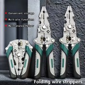 Resim 1 adet Katlanabilir Tel Soyma Pense, Yeni Model, Endüstriyel Sınıf, Elektrikçiler İçin Özel Tasarlanmış, Peeling, Bölme, Kesme, Sarma, Sıkma ve Kesme Tel İçin Çok Fonksiyonlu Tel Soyma Aletleri, Devre Onarımı ve Daha Fazlası İçin Vida ve Kaval Tasarımıyla. 