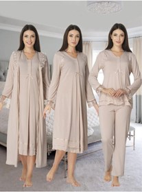 Resim CT MODA Effort Vizon Dantel Detaylı Uzun Kollu Hamile Lohusa 4'lü Set 