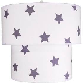 Resim Şenay Aydınlatma Çocuk Odası İkili Silindir Kumaş Avize Sarkıt-Beyaz Yıldız 