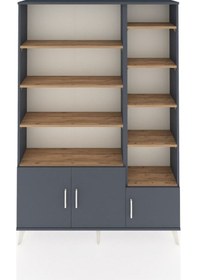 Resim Arges Dolap 10 Raflı 3 Kapaklı 132x30x195 Antrasit-antrasit/çam Antrasıt/atlas Çam 