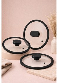 Resim 20/24/26 Cm Silikon Cam Kapak Ve Tepeleri 