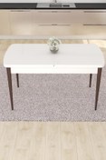 Resim Canisa Concept Nef Serisi 70x114 Açılabilir Mdf Beyaz Masa Ceviz Ayak Mutfak Masası 