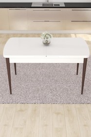 Resim Canisa Concept Nef Serisi 70x114 Açılabilir Mdf Beyaz Masa Ceviz Ayak Mutfak Masası 