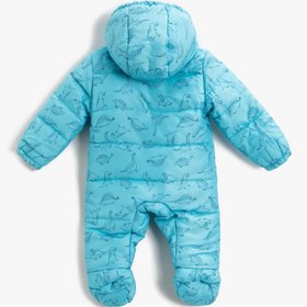 Resim Erkek Bebek Kapüşonlu Baskılı İçi Peluş Astronot Mont 