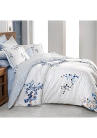 Resim Sarev Bonamy Mavi King Size Battal Boy %100 Pamuk Nevresim Takımı 