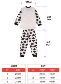 Resim Genel Markalar Unisex Çocuk Krem Pijama Takımı Inek Baskılı 1-3 Yaş 