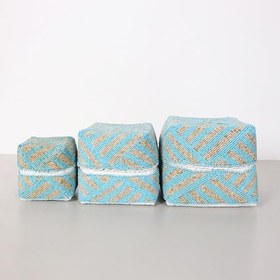 Resim Bali Flat Boncuklu Bambu Saklama Kutuları 3 lü SET 