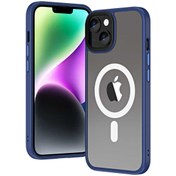 Resim Apple iPhone 14 Hibrit Wireless Şarj Özellikli Buttom Magsafe Silikon Lacivert Kılıf Gpack