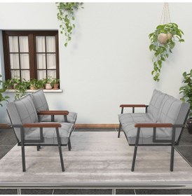 Resim Mygusi Modern'' Metal Kanepe Koltuk Takımı - 2 1 1 Açikgri 