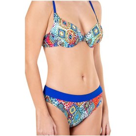 Resim Endeep Kadın Yarım Dolgulu Desenli Mavi Bikini Takımı 
