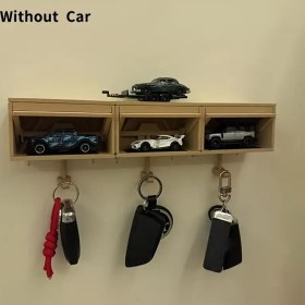 Resim Kapı Kapaklı 3D Baskılı Araba Garaj Anahtar Tutucu - Duvara Monte Edilebilen Dayanıklı Plastik Anahtar Organizatörü, Ev ve Ofis İçin Kolay Kurulumlu Dekoratif Garaj Kutusu (Kırmızı/Bej/Siyah/Mavi) 