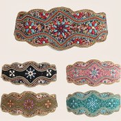 Resim Boho El Yapımı Boncuklu Bel Bandı Şık Elastik Geniş Kemerler Kadınlar için Klasik Elbise Ceket Kuşak 