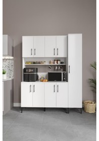 Resim Plain Metal Ayak Metal Kulp Pla9155 Kahve Köşesi 9 Kapaklı Çok Amaçlı Dolap Erzak Dolabı Kiler Dolabı Saklama Dolabı Beyaz 