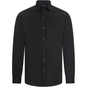 Resim Hatemoğlu Siyah Slim Fit Açık İtalyan Yaka Uzun Kollu Saten Gömlek 4111999 