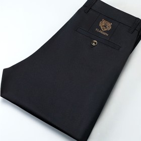Resim Erkekler için Hafif İş Günlük Pantolonlar - Esnek Polyester-Spandeks Karışımı, Nakışlı Hayvan Deseni, Orta Bel Cepli, Ofis ve Resmi Etkinlikler İçin Makinede Yıkanabilir | Çentikli Yaka Tasarımı | Çok Yönlü Stil 
