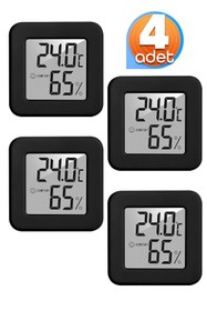 Resim Telvesse 4 Adet Mini Sıcaklık Nem Ölçer LCD Ekran Oda Termometre Duvara Takılabilen Masaüstü Higrometre Siyah 
