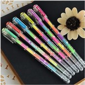 Resim 6'lı Canlı Gökkuşağı Tükenmez Kalem Seti - 0.8mm Çok Renkli Floresan Mürekkep, Okul, Ofis ve Siyah Kağıt Sanat Projeleri için Pürüzsüz Yazı Vurgulayıcıları 