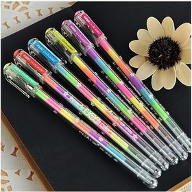 Resim 6'lı Canlı Gökkuşağı Tükenmez Kalem Seti - 0.8mm Çok Renkli Floresan Mürekkep, Okul, Ofis ve Siyah Kağıt Sanat Projeleri için Pürüzsüz Yazı Vurgulayıcıları 