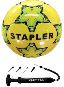 Resim Delta Stapler 5 Numara Dikişli Futbol Topu + Top Pompası 