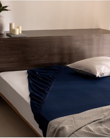 Resim Madame Coco Ciel Çift Kişilik %100 Pamuk Lastikli Saten Çarşaf - Lacivert 8684427179376 Çok Renkli 