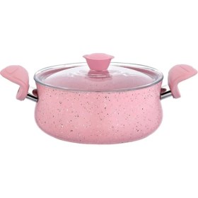 Resim 3027 - 6 Parça Biogranit, Ergonomik, Güveç Seti, Pembe Gövde - Pembe Detay 