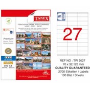 Resim Tanex Tw-2027 Laser Etiket 70x32,125 Mm 1 A4 Sayfada 27 etiket 