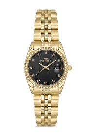 Resim Ferro Fl21450a-b2 Quartz Çelik Altın Rengi Siyah Kadran 28 Mm Kadın Kol Saati Altın 